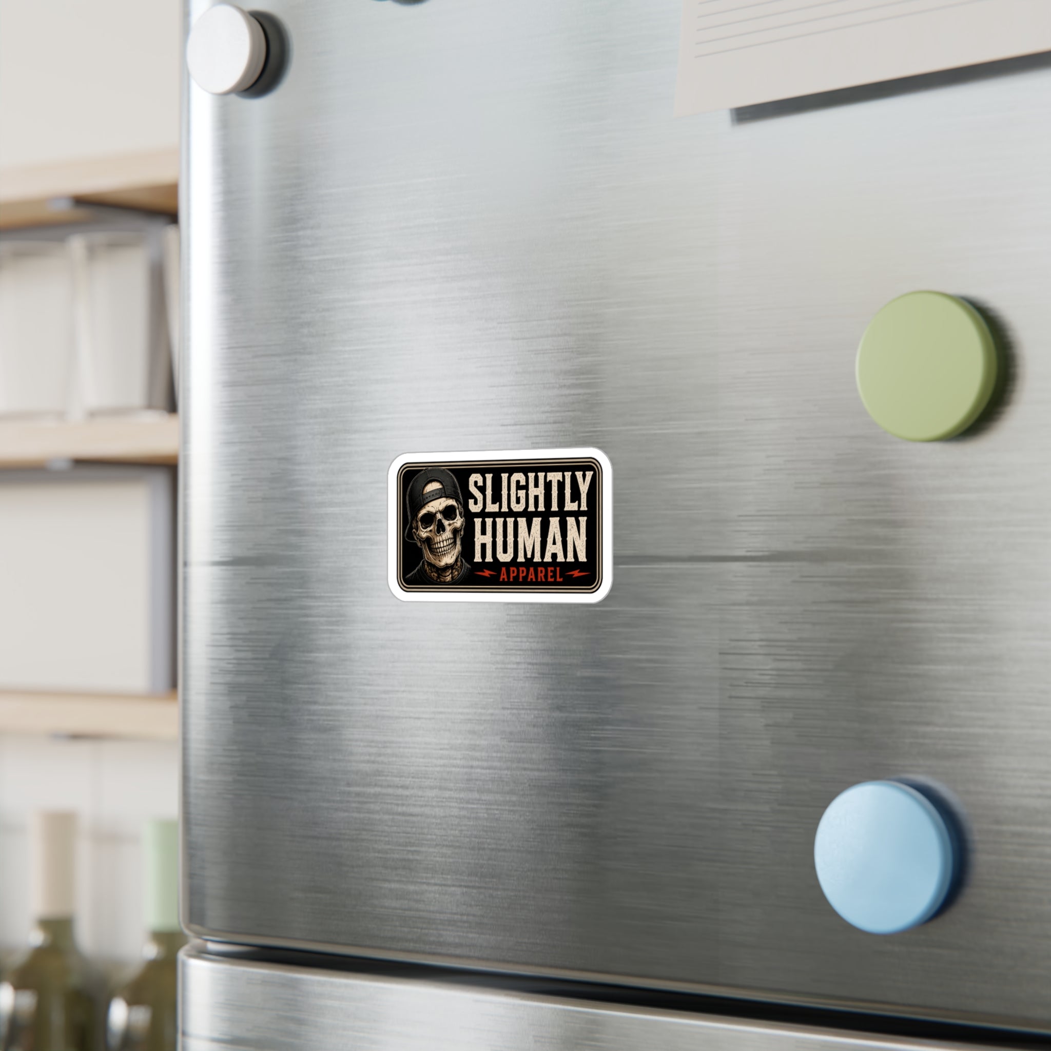 Slightly Human Vinyl Decal — Skull Logo Kiss-Cut Sticker