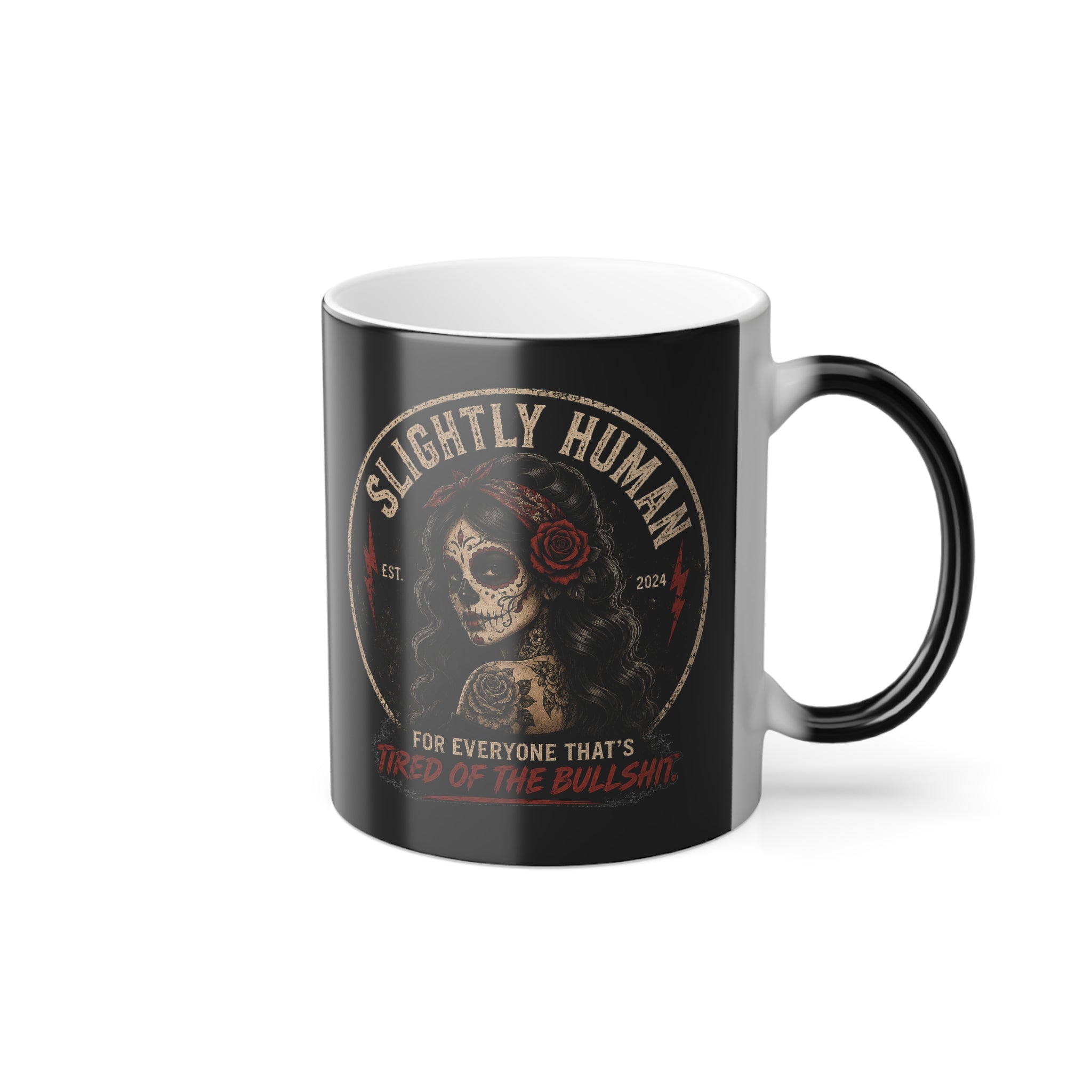 Color-Morphing Mug — Vintage Skull Witch 'Sleigh Man' 11oz Heat Reveal