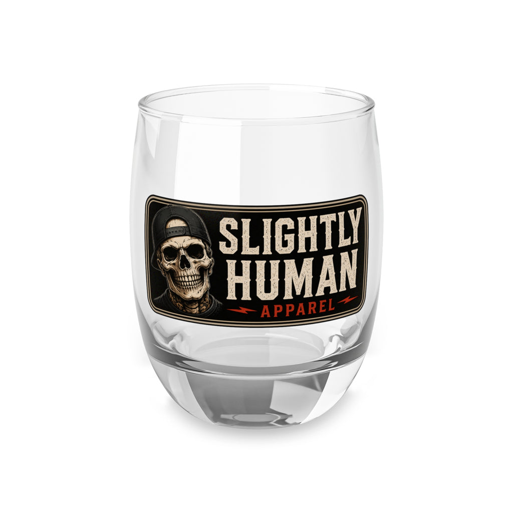 Slightly Human Whiskey Glass – Skull Logo Rocks Glass