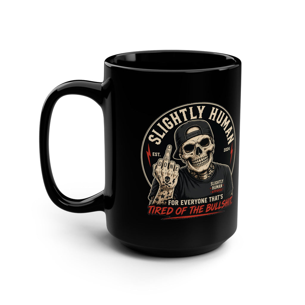 Slightly Human Skull Logo 15oz Black Coffee Mug