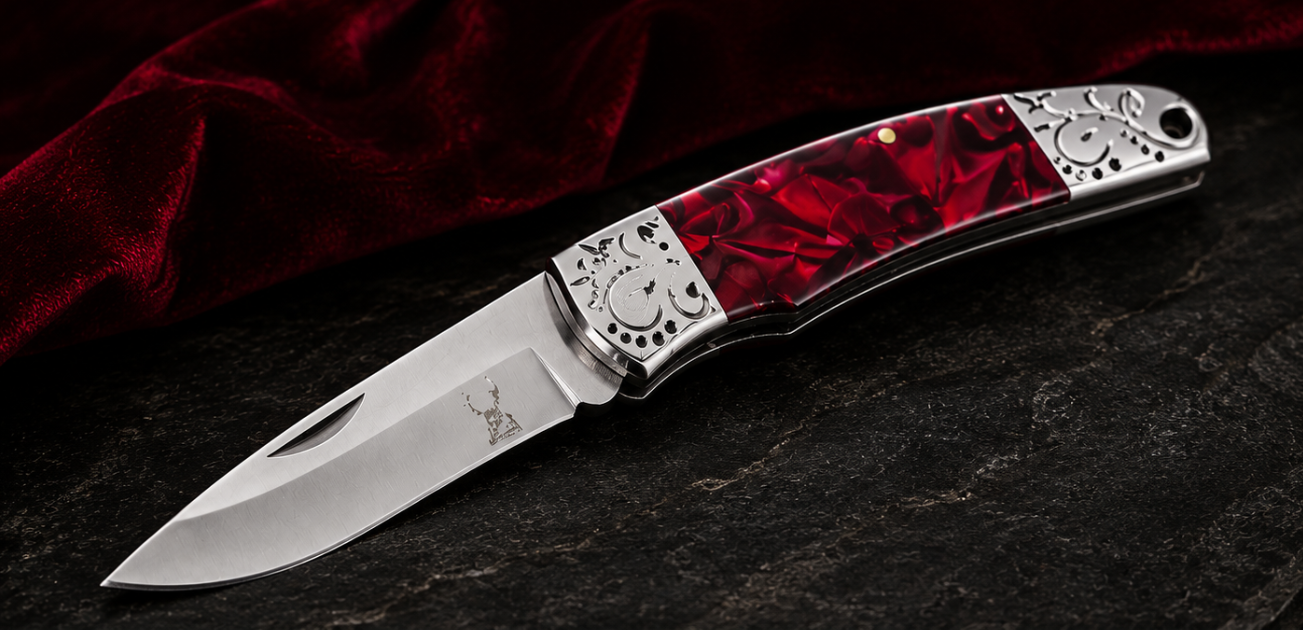 The Bone Edge - Crimson Red Marbled