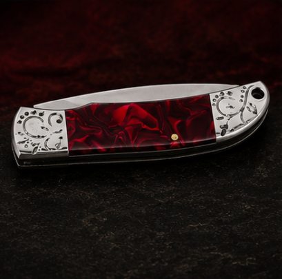 The Bone Edge - Crimson Red Marbled