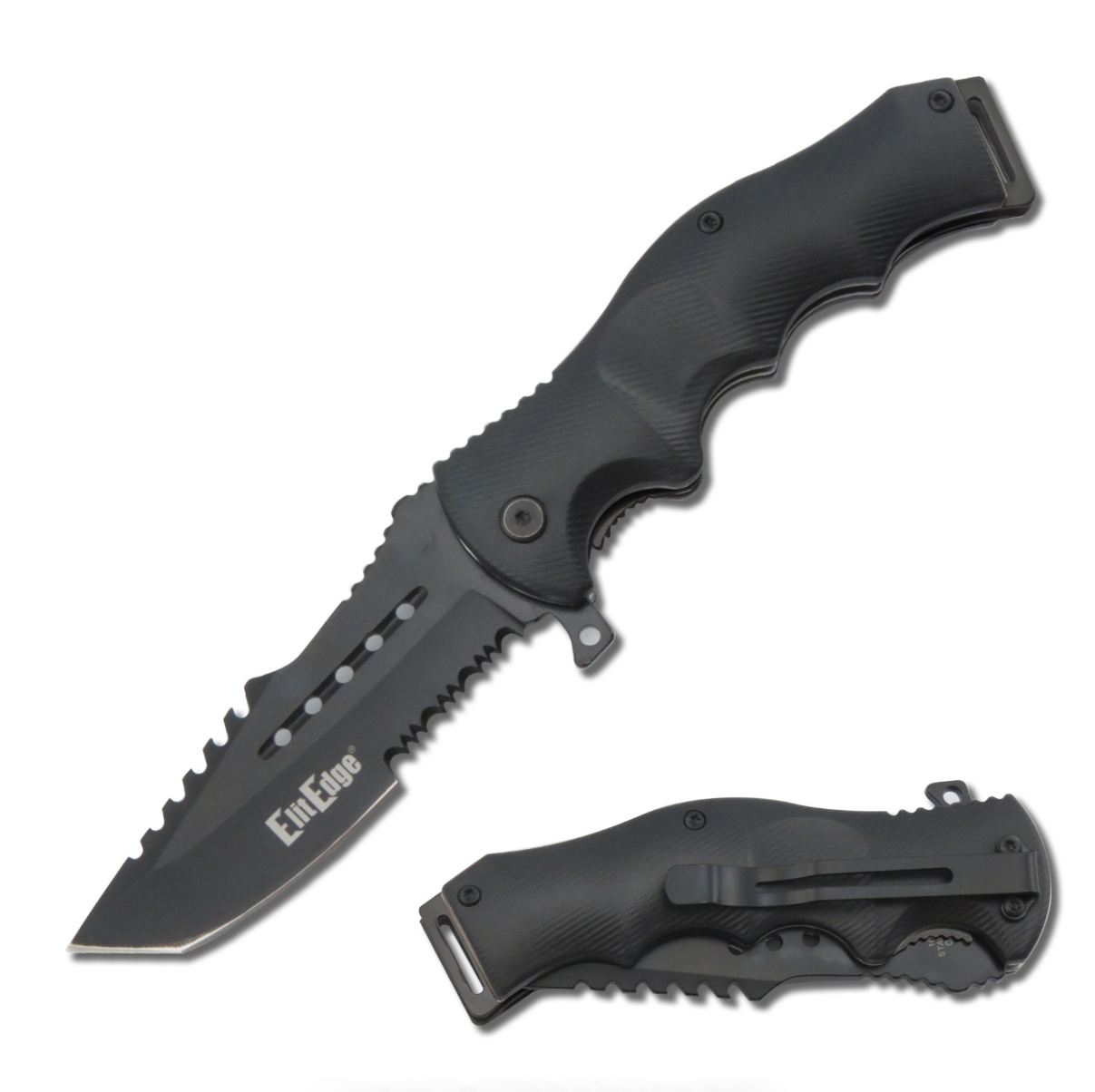 8.5" Tactical Spring Assisted Open Pocket Knife Black Cleaver Folding Blade